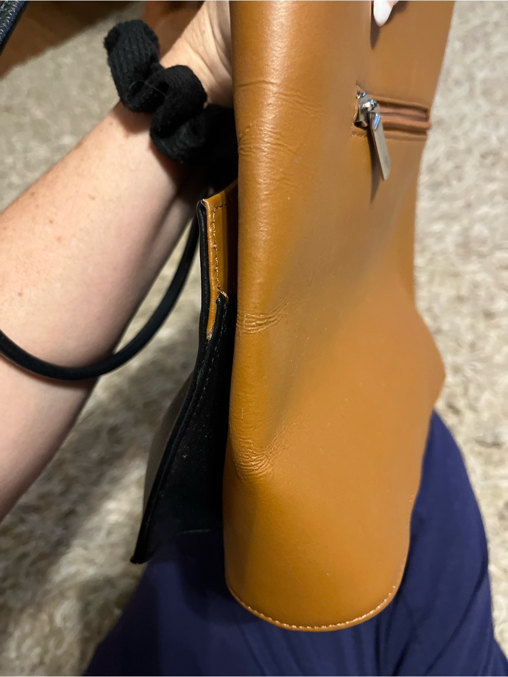 Cleo & Patek Paris Black Tan Colorblock Asymmetrical Leather Purse Parisian - Picture 11 of 12